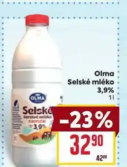 Billa Olma Selské mléko 3,9% nabídka