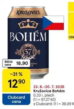 Tesco Krušovice Bohém, 0.33 l, plech nabídka