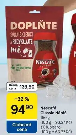 Tesco Nescafé Classic Náplň nabídka