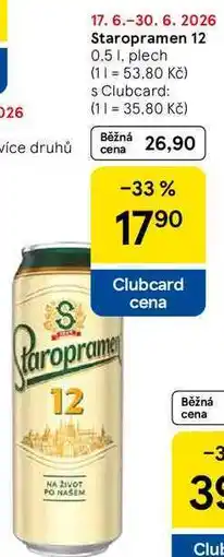Tesco Staropramen 12, 0.5 l, plech nabídka