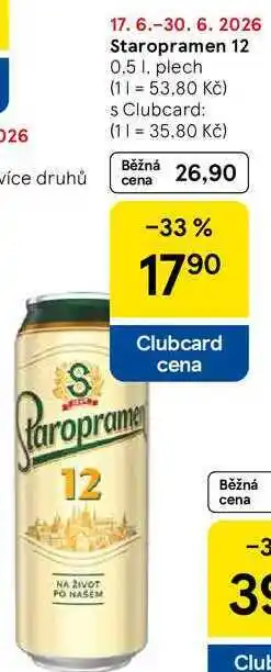 Tesco Staropramen 12, 0.5 l, plech nabídka