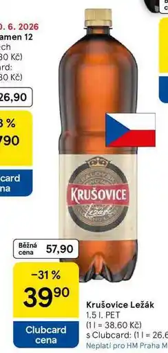 Tesco Krušovice Ležák, 1,5l (PET) 1.5l nabídka