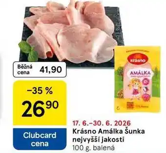 Tesco Krásno Amálka Šunka nejvyšší jakosti, 100 g, balená nabídka