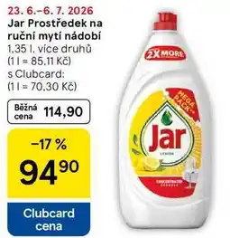 Tesco Jar Prostředek na ruční mytí nádobí, 1.35 I nabídka