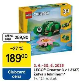 Tesco LEGO Creator 3 v 1 31377 Želva s leknínem* 7+, 124 kostek nabídka