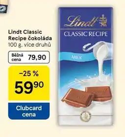 Tesco Lindt Classic Recipe čokoláda nabídka