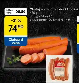 Tesco Chutný a výhodný Lidová klobása nabídka