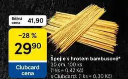 Tesco Špejle s hrotem bambusové, 30 cm, 100 ks nabídka