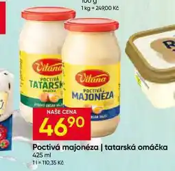 Hruška Vitana Poctivá tatarská omáčka, majonéza 425ml, vybrané druhy nabídka