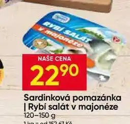 Hruška Sardinková pomazánka nabídka