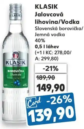 Kaufland KLASIK Jalovcová lihovina/Vodka nabídka