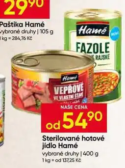 Hruška Hamé Sterilované hotové jídlo vybrané druhy nabídka