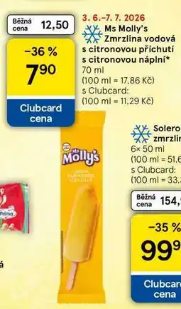 Tesco Ms Molly's Zmrzlina vodová s citronovou příchutí s citronovou náplní nabídka