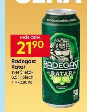 Hruška Radegast Ratar světlý ležák 0,5l plech nabídka