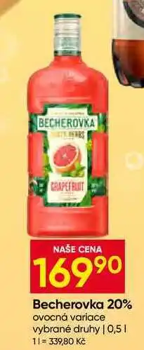 Hruška Becherovka 20% ovocná variace vybrané druhy nabídka