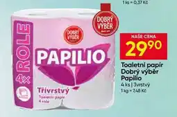 Hruška Toaletni papír Dobrý výběr Papilio 4 ks 3vrstvý nabídka