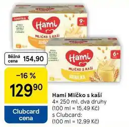 Tesco Hami Mlíčko s kaší, 4x 250 ml, dva druhy nabídka