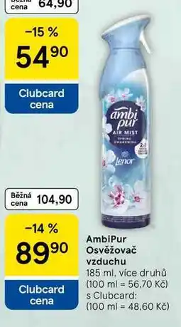 Tesco AmbiPur Osvěžovač vzduchu, 185 ml, více druhů nabídka