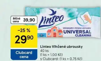 Tesco Linteo Vlhčené ubrousky, 40 ks nabídka