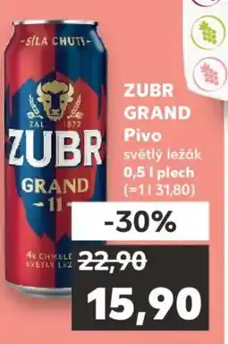 Kaufland ZUBR GRAND Pivo světlý ležák nabídka