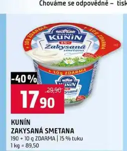 Terno KUNÍN ZAKYSANÁ SMETANA 190 + 10 g ZDARMA 15% tuku nabídka