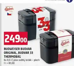 Terno BUDWEISER BUDVAR ORIGINAL, BUDVAR 33 THERMOBAG 6x 0,5l pivo světlý ležák plech nabídka