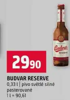 Terno BUDVAR RESERVE 0,33l pivo světlé silné pasterované nabídka