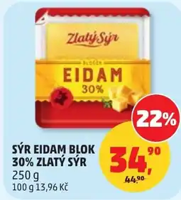 Penny Market Sýr eidam blok 30% zlatý sýr 34 nabídka