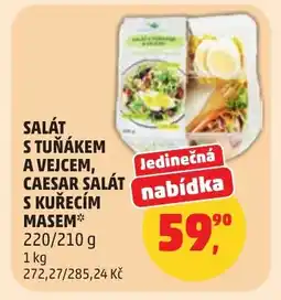 Penny Market Salát s tuňákem a vejcem, caesar salát s kuřecím masem nabídka