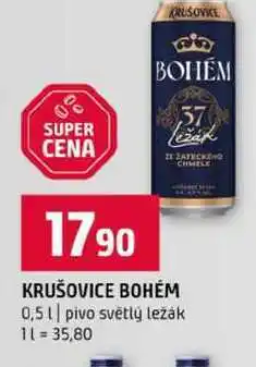 Terno KRUŠOVICE BOHÉM 0,5l pivo světlý ležák nabídka