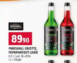 Terno MARSHALL GRIOTTE, PEPRMINTOVÝ LIKÉR 0,5l vol. 18-20% nabídka