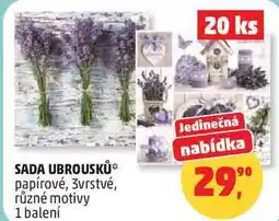 Penny Market SADA UBROUSKŮ papírové, 3vrstvé, různé motivy, 1 balení nabídka