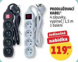 Penny Market PRODLUŽOVACÍ KABEL 4 zásuvky, vypínač 1,5 m, 1 balení nabídka