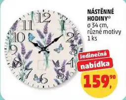 Penny Market NÁSTĚNNÉ HODINY průměr 34 cm, různé motivy, 1 ks nabídka