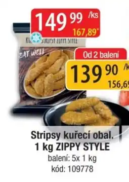 Qanto Stripsy kuřecí obal. Zippy Style nabídka