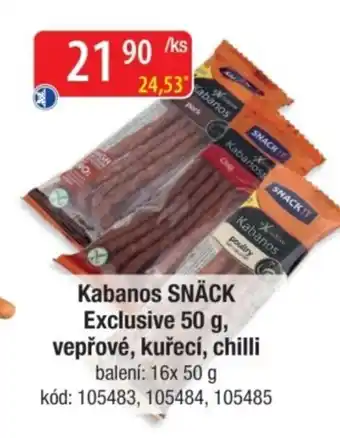 Qanto Kabanos SNÄCK Exclusive , vepřové, kuřecí, chilli nabídka