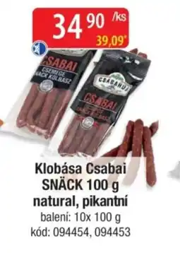 Qanto Klobása Csabai SNÄCK natural, pikantní nabídka
