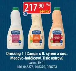 Qanto HELLMANN'S Dressing Caesar s It. sýrem a čes., Medovo-hořčicový, Tisíc ostrovů nabídka