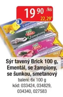 Qanto Sýr tavený Brick, Ementál, se žampiony, se šunkou, smetanový nabídka