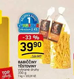 Flop BABIČČINY TĚSTOVINY vybrané druhy nabídka
