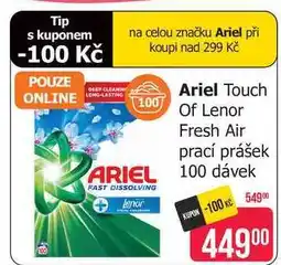 Teta Ariel Touch Of Lenor Fresh Air prací prášek 100 dávek nabídka