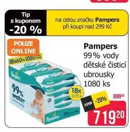 Teta Pampers 99% vody dětské čisticí ubrousky 1080 ks nabídka