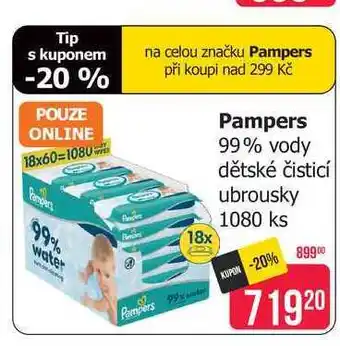 Pampers 99% vody dětské čisticí ubrousky 1080 ks