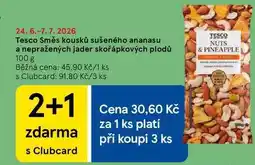 Tesco Tesco Směs kousků sušeného ananasu a nepražených jader skořápkových plodů nabídka