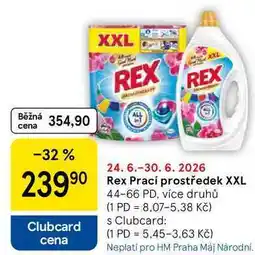 Tesco Rex Prací prostředek XXL, 44-66 PD, více druhů nabídka