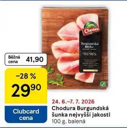 Tesco Chodura Burgundská šunka nejvyšší jakosti, 100 g, balená nabídka