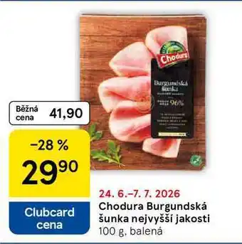 Tesco Chodura Burgundská šunka nejvyšší jakosti, 100 g, balená nabídka