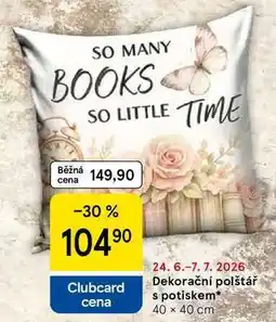 Tesco Dekorační polštář s potiskem, 40 x 40 cm nabídka