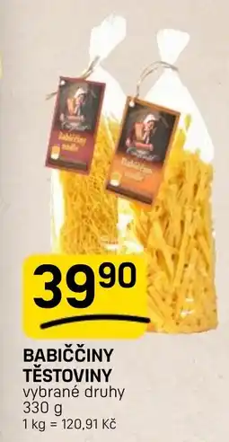 Flop Babiččiny těstoviny nabídka