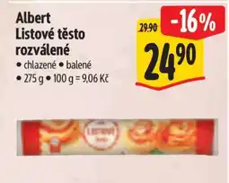 Albert Albert Listové těsto rozválené nabídka
